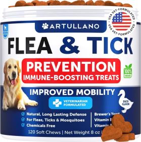 Flea and Tick Prevention for Dogs Chewables Natural Flea Treatment Supplement for Small & Large Dogs with Vitamins Immune Support Chews Pest Defe