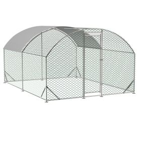 Large Chicken Coop Metal Chicken Run with Waterproof and Anti-UV Cover, Dome Shaped Walk-in Fence Cage Hen House for Outdoor and Yard Farm Use