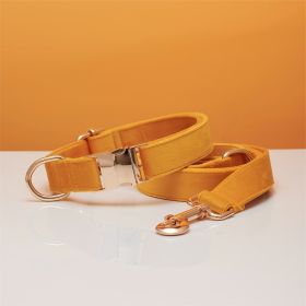 Multiple Colour Velvet Personalise Dog Collar Leash Set With Bow (Option: Yellow set-XS)